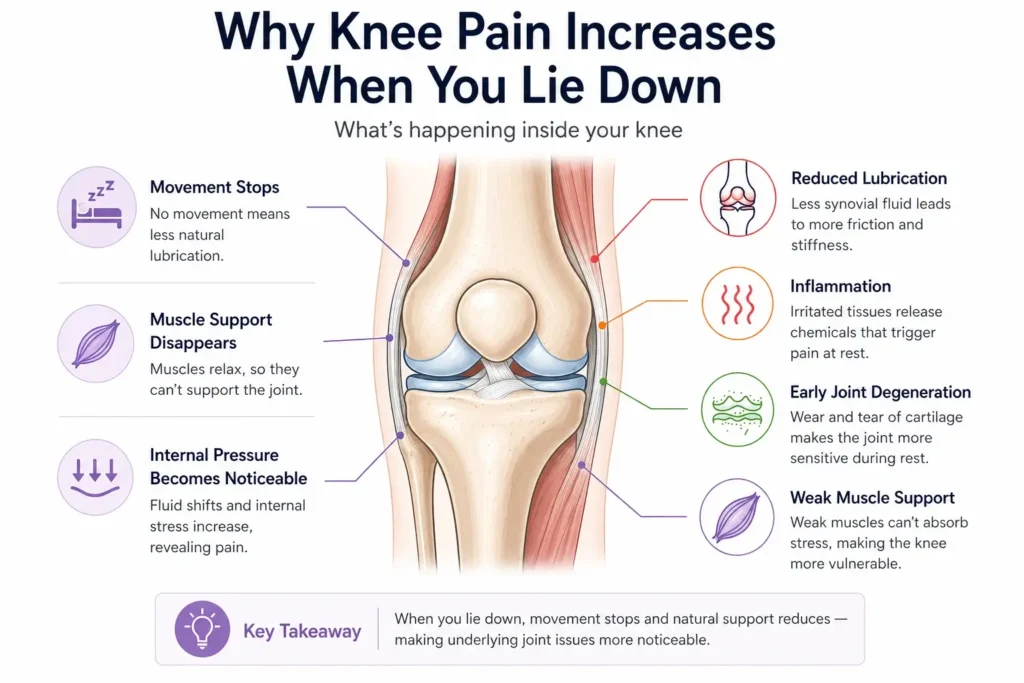 why knee pain while lying down